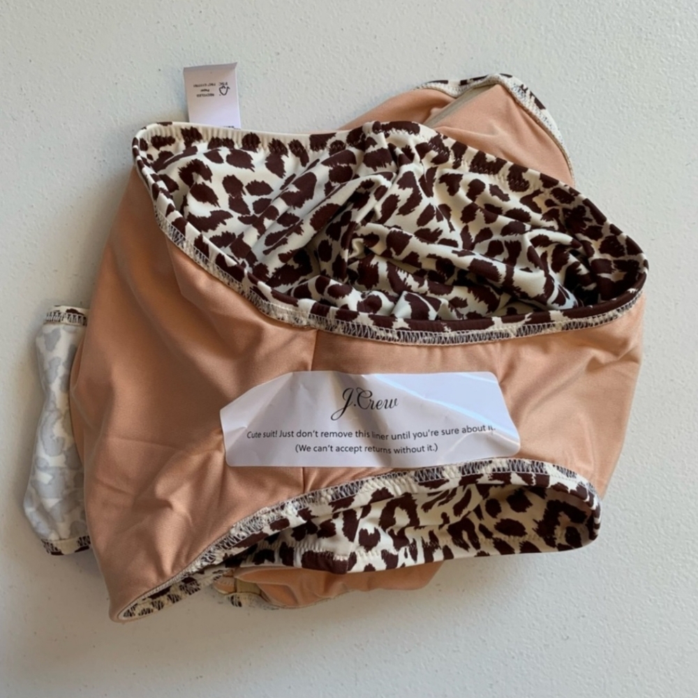NWT- J. Crew Leopard Print One Shoulder Ruched One Piece Swim Suite- Size 0 - Picture 7 of 16